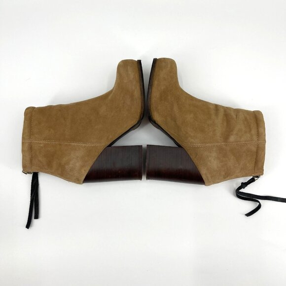 Jeffrey Campbell Rumble Tan Suede Chunky Heel Bootie Ankle Boot - Picture 2 of 14